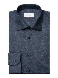 Eton Shirts Eton - Navy Motif Print Sign�ture Dobb�y Shirt