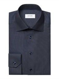 Eton Shirts Eton - Navy Semi So�id Sign�ture Dobb�y Shirt