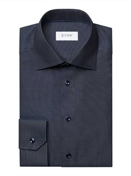 Eton Shirts Eton - Navy Semi Soid Signture Dobby Shirt