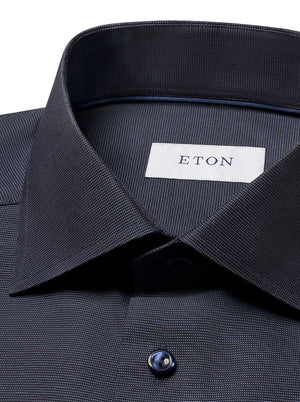 Eton Shirts Eton - Navy Semi So�id Sign�ture Dobb�y Shirt