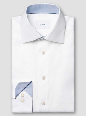 Eton Shirts Eton - Royal Oxford White Shirt w/ Contrast Details