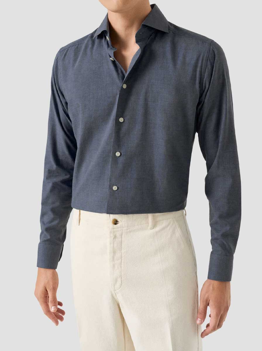 Eton Shirts Eton - Signature Flannel Dark Blue Shirt