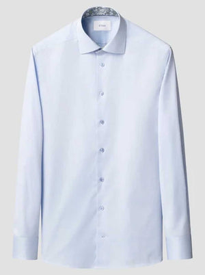 Eton Shirts Eton - Signature Twill Blue Shirt w/ Floral Details