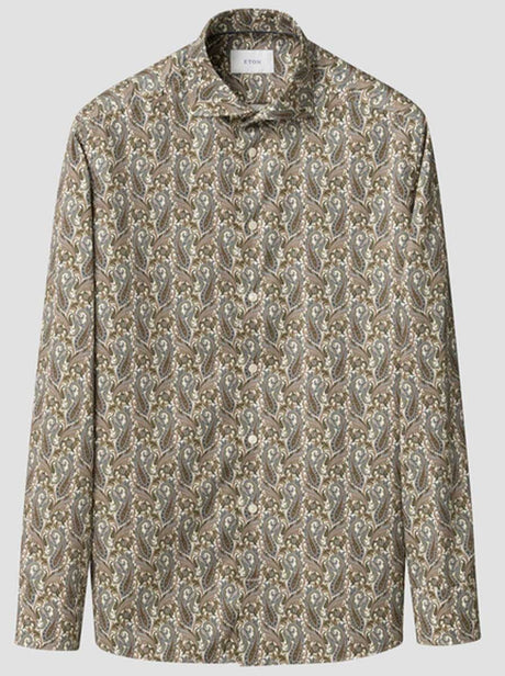 Eton Shirts Eton - Signature Twill Brown Paisley Print Shirt