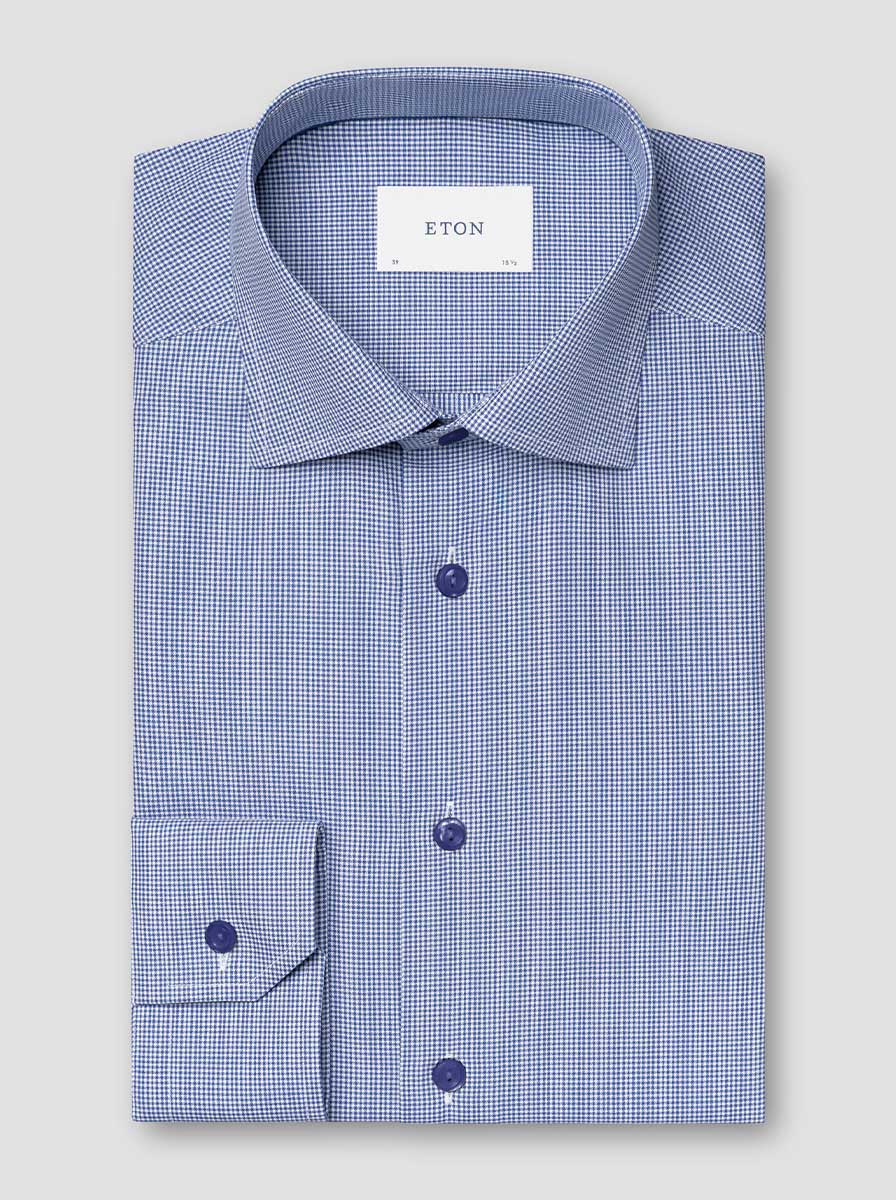 Eton Shirts Eton - Signature Twill Check Blue Shirt