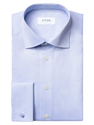 Eton Shirts Eton - Signature Twill Double Cuff Light Blue Shirt