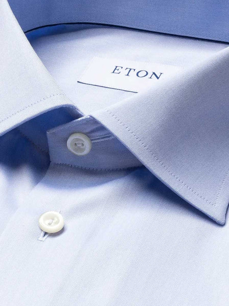 Eton Shirts Eton - Signature Twill Double Cuff Light Blue Shirt