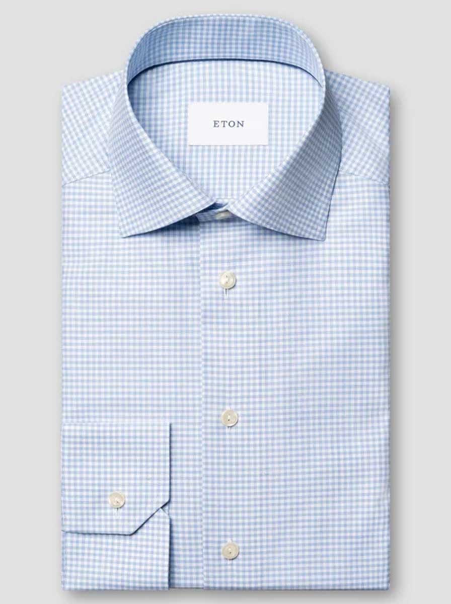 Eton Shirts Eton - Signature Twill Light Blue Check Shirt