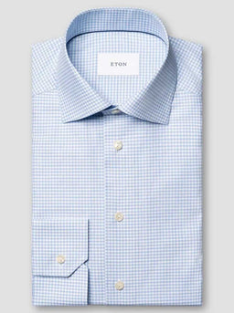 Eton Shirts Eton - Signature Twill Light Blue Check Shirt