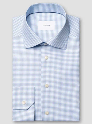 Eton Shirts Eton - Signature Twill Light Blue Check Shirt