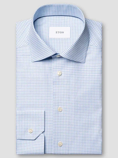 Eton Shirts Eton - Signature Twill Light Blue Check Shirt