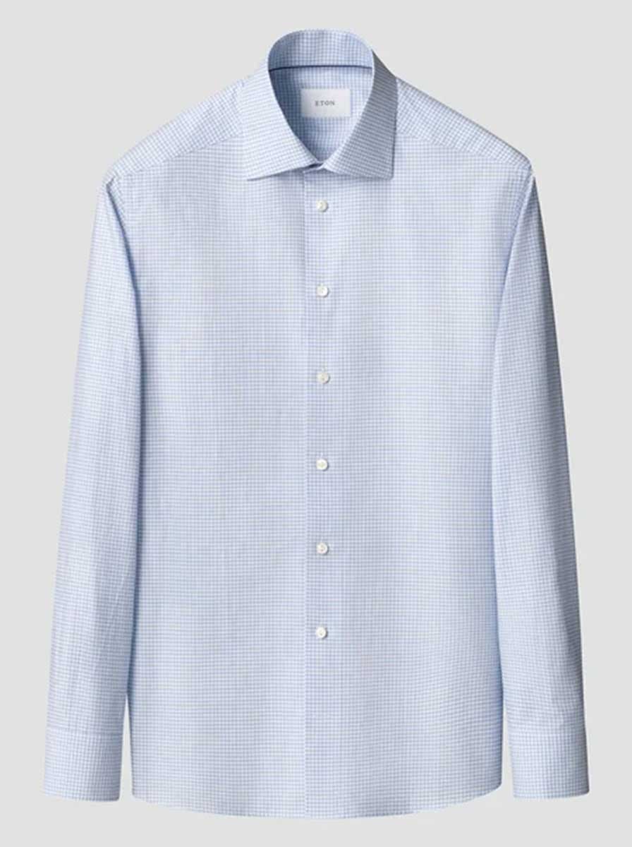 Eton Shirts Eton - Signature Twill Light Blue Check Shirt