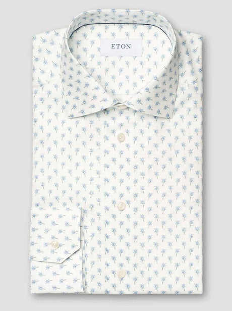 Eton Shirts Eton - Signature Twill Light Blue Palm Tree Print Shirt