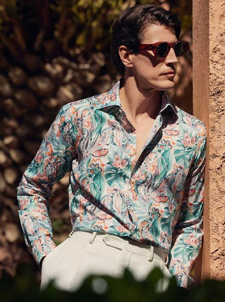 Eton Shirts Eton - Signature Twill Parrot Motif Multicoloured Shirt