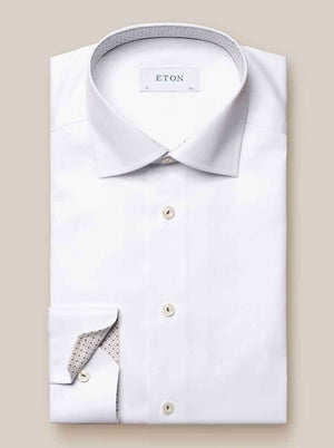 Eton Shirts Eton - Signature Twill Shirt - Geometric Trim Details