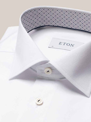 Eton Shirts Eton - Signature Twill Shirt - Geometric Trim Details