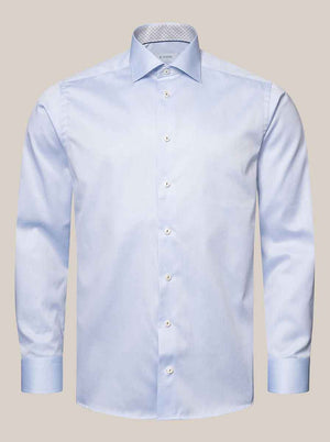 Eton Shirts Eton - Signature Twill Shirt - Geometric Trim Details