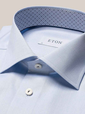 Eton Shirts Eton - Signature Twill Shirt - Geometric Trim Details