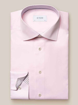 Eton Shirts Eton - Signature Twill Shirt - Geometric Trim Details