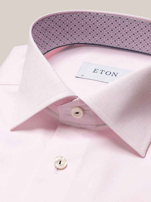 Eton Shirts Eton - Signature Twill Shirt - Geometric Trim Details