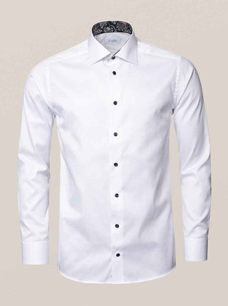 Eton Shirts Eton - Signature Twill Shirt - Paisley Contrast Details