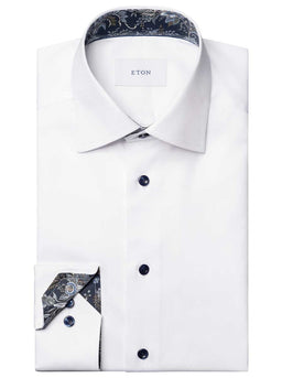 Eton Shirts Eton - Signature Twill Shirt w/ Floral Print Trim