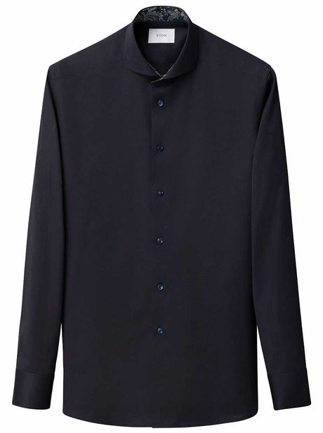 Eton Shirts Eton - Signature Twill Shirt w/ Floral Print Trim