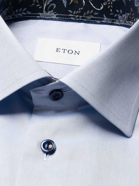 Eton Shirts Eton - Signature Twill Shirt w/ Floral Print Trim