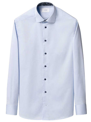 Eton Shirts Eton - Signature Twill Shirt w/ Floral Print Trim