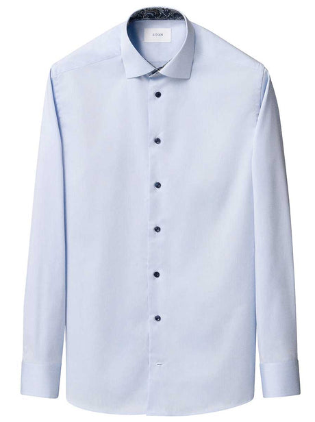 Eton Shirts Eton - Signature Twill Shirt w/ Floral Print Trim