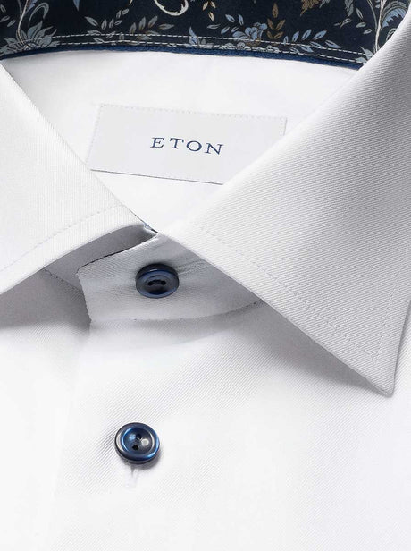 Eton Shirts Eton - Signature Twill Shirt w/ Floral Print Trim
