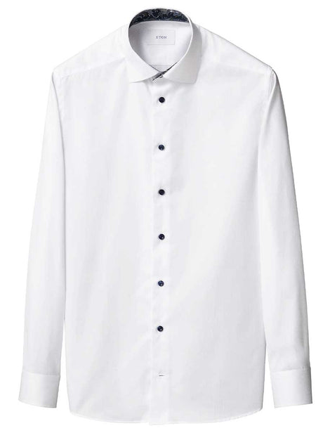 Eton Shirts Eton - Signature Twill Shirt w/ Floral Print Trim