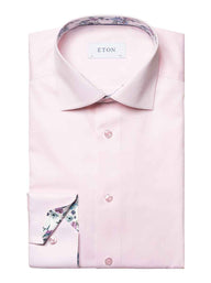 Eton Shirts Eton - Signature Twill Shirt w/ Floral Print Trim