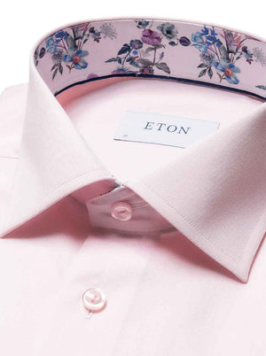 Eton Shirts Eton - Signature Twill Shirt w/ Floral Print Trim