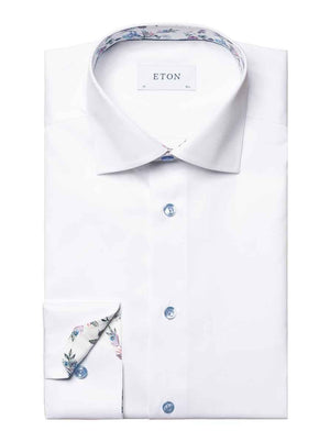 Eton Shirts Eton - Signature Twill Shirt w/ Floral Print Trim