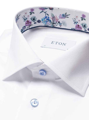 Eton Shirts Eton - Signature Twill Shirt w/ Floral Print Trim