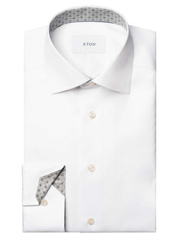 Eton Shirts Eton - Signature Twill Shirt w/ Geometric Print Trim