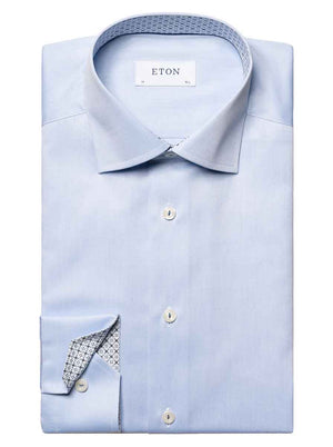 Eton Shirts Eton - Signature Twill Shirt w/ Geometric Print Trim