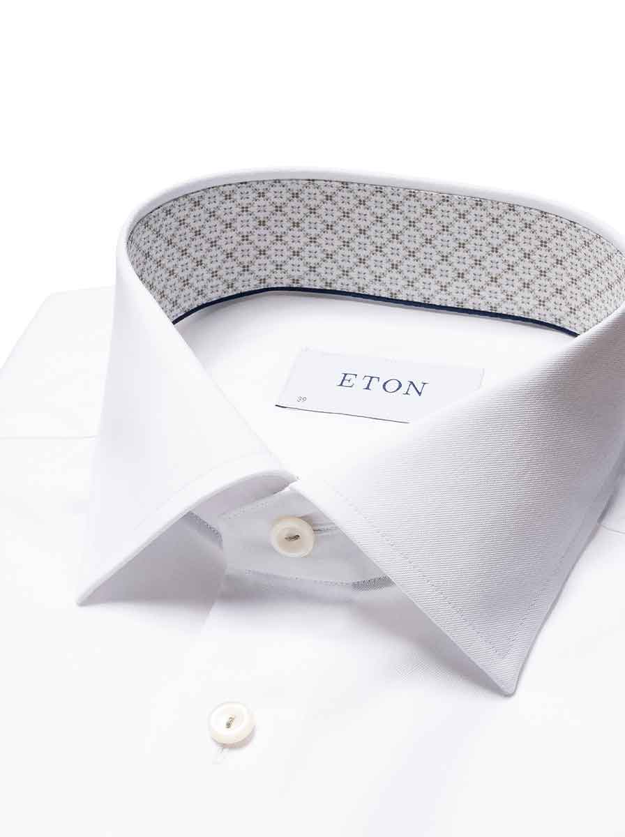Eton Shirts Eton - Signature Twill Shirt w/ Geometric Print Trim