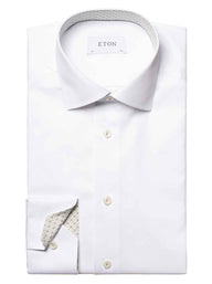 Eton Shirts Eton - Signature Twill Shirt w/ Geometric Print Trim