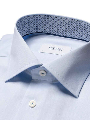 Eton Shirts Eton - Signature Twill Shirt w/ Geometric Print Trim