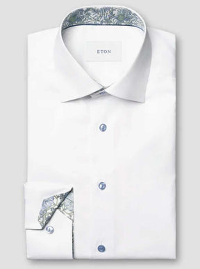 Eton Shirts Eton - Signature Twill White Shirt w/ Floral Details