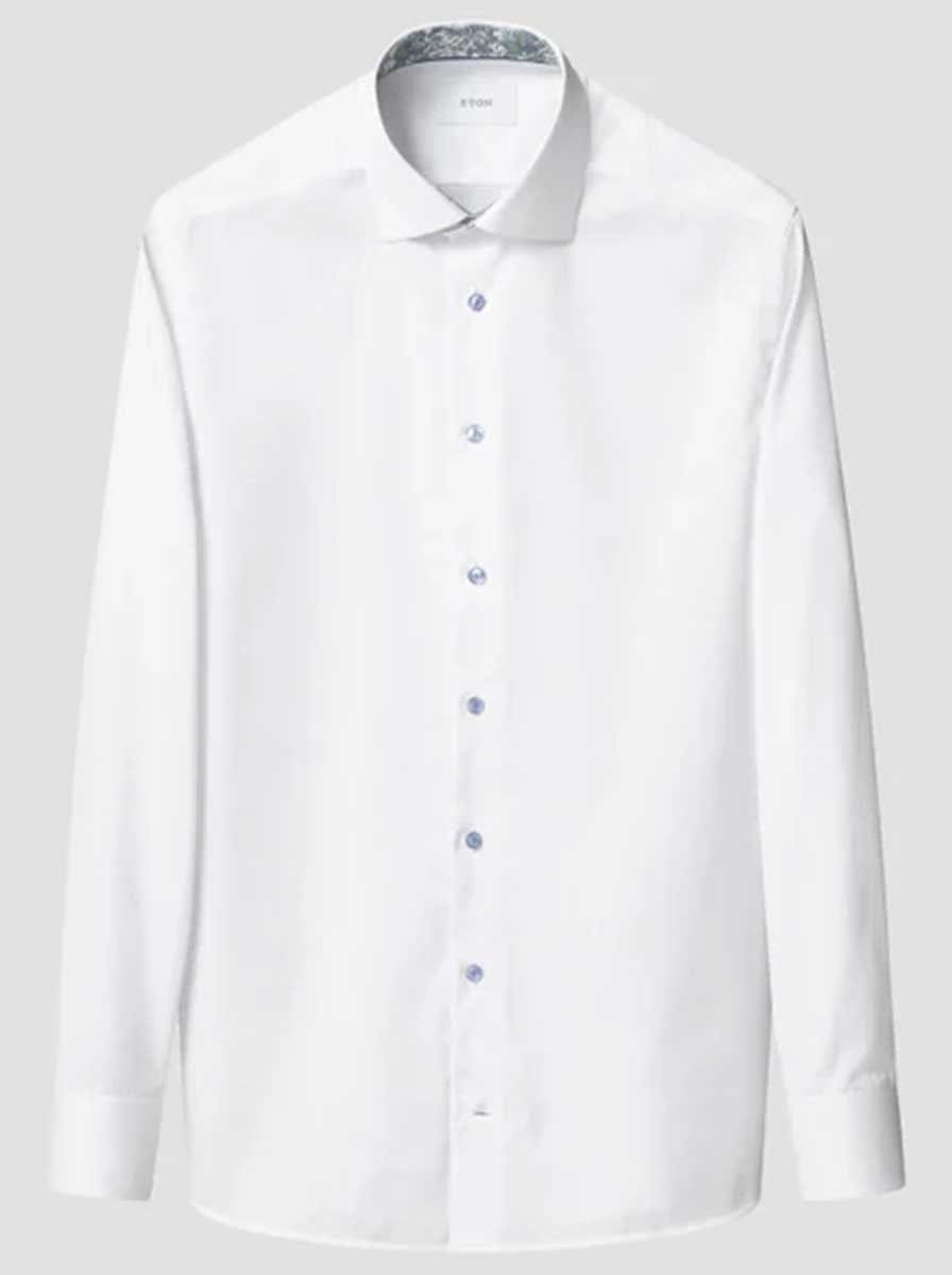 Eton Shirts Eton - Signature Twill White Shirt w/ Floral Details
