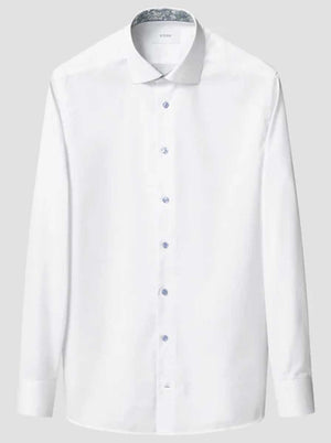 Eton Shirts Eton - Signature Twill White Shirt w/ Floral Details