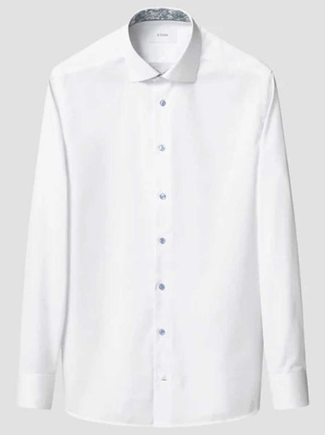 Eton Shirts Eton - Signature Twill White Shirt w/ Floral Details