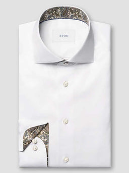 Eton Shirts Eton - Signature Twill White Shirt w/ Paisley Details