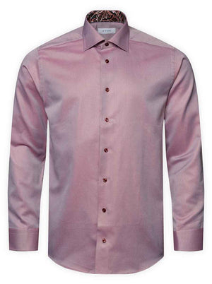 Eton Shirts Eton - Textured Twill Shirt w/ Paisley Print Trim