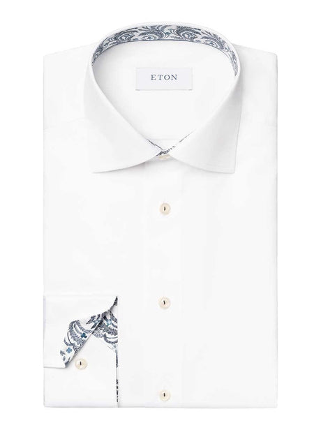 Eton Shirts Eton - White Floral Effect Signature Twill Shirt