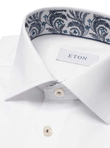 Eton Shirts Eton - White Floral Effect Signature Twill Shirt