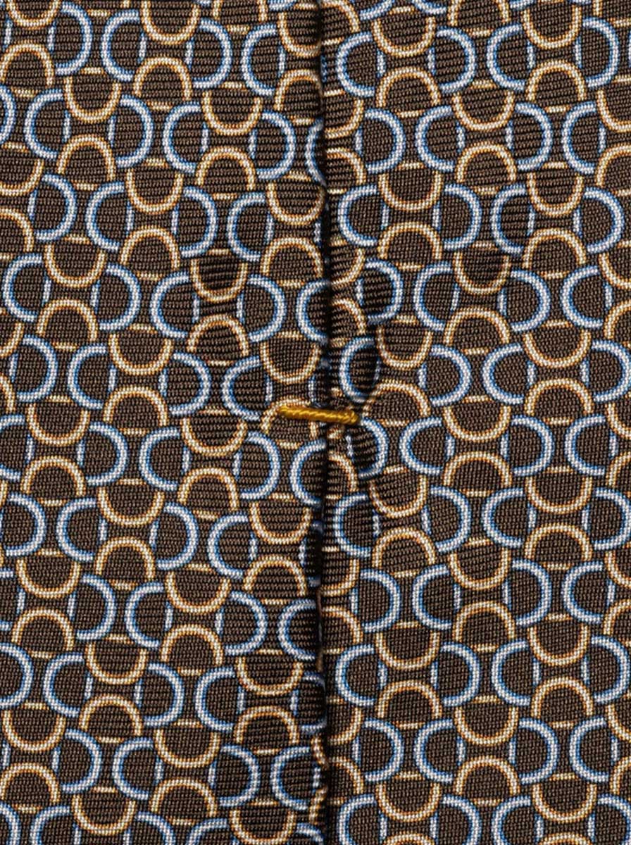Eton Ties Eton - Geometric Link Printed Brown Silk Tie